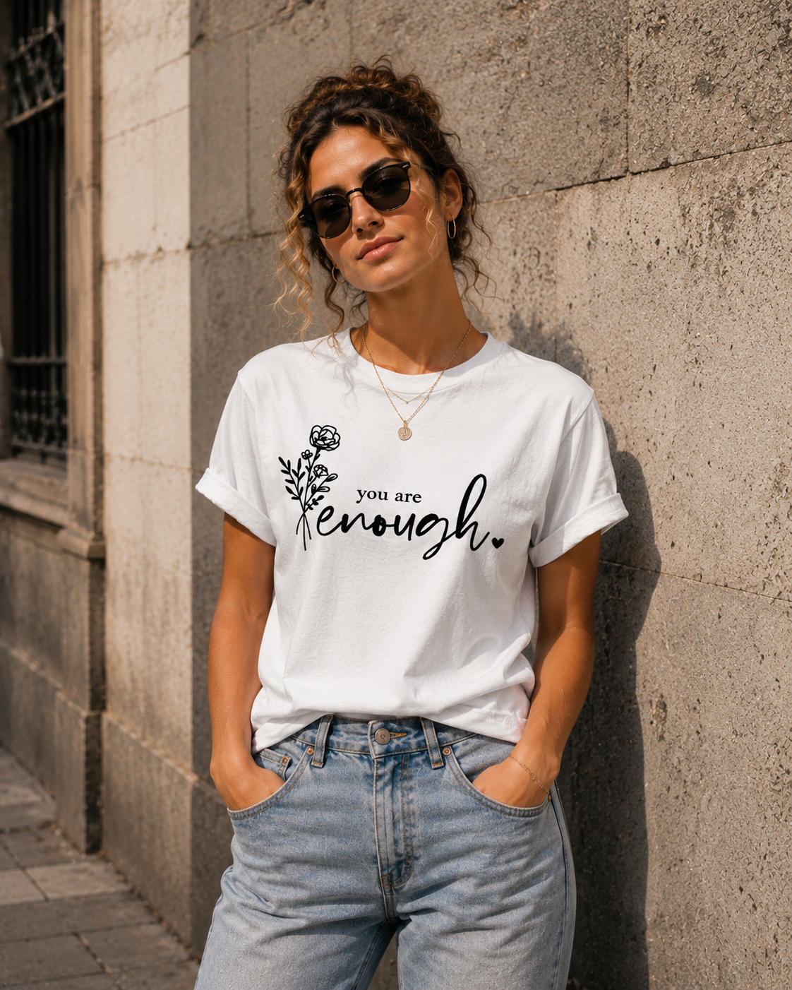 The "You Are Enough" Line Art Tee – 190 GSM