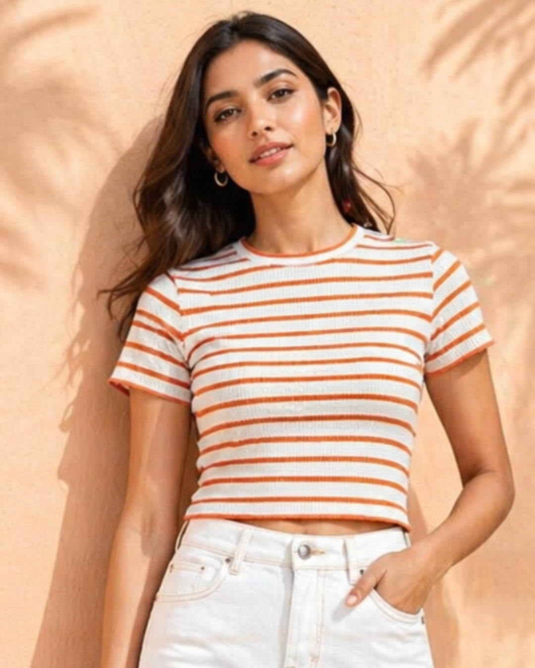 Sunset Stripe Rib Tee