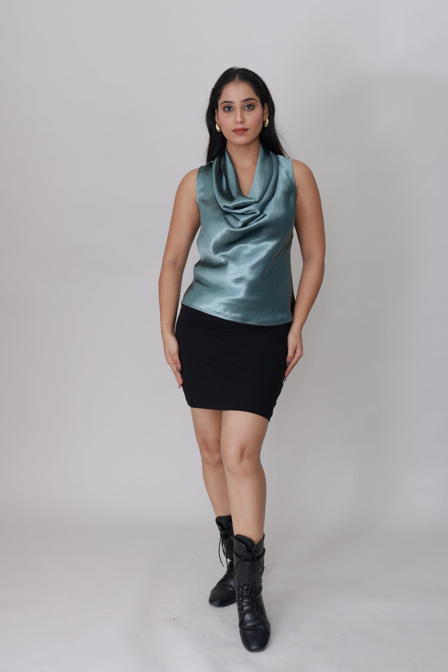Glow Mode Cowl Top – Ocean Mist Blue
