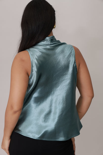 Glow Mode Cowl Top – Ocean Mist Blue