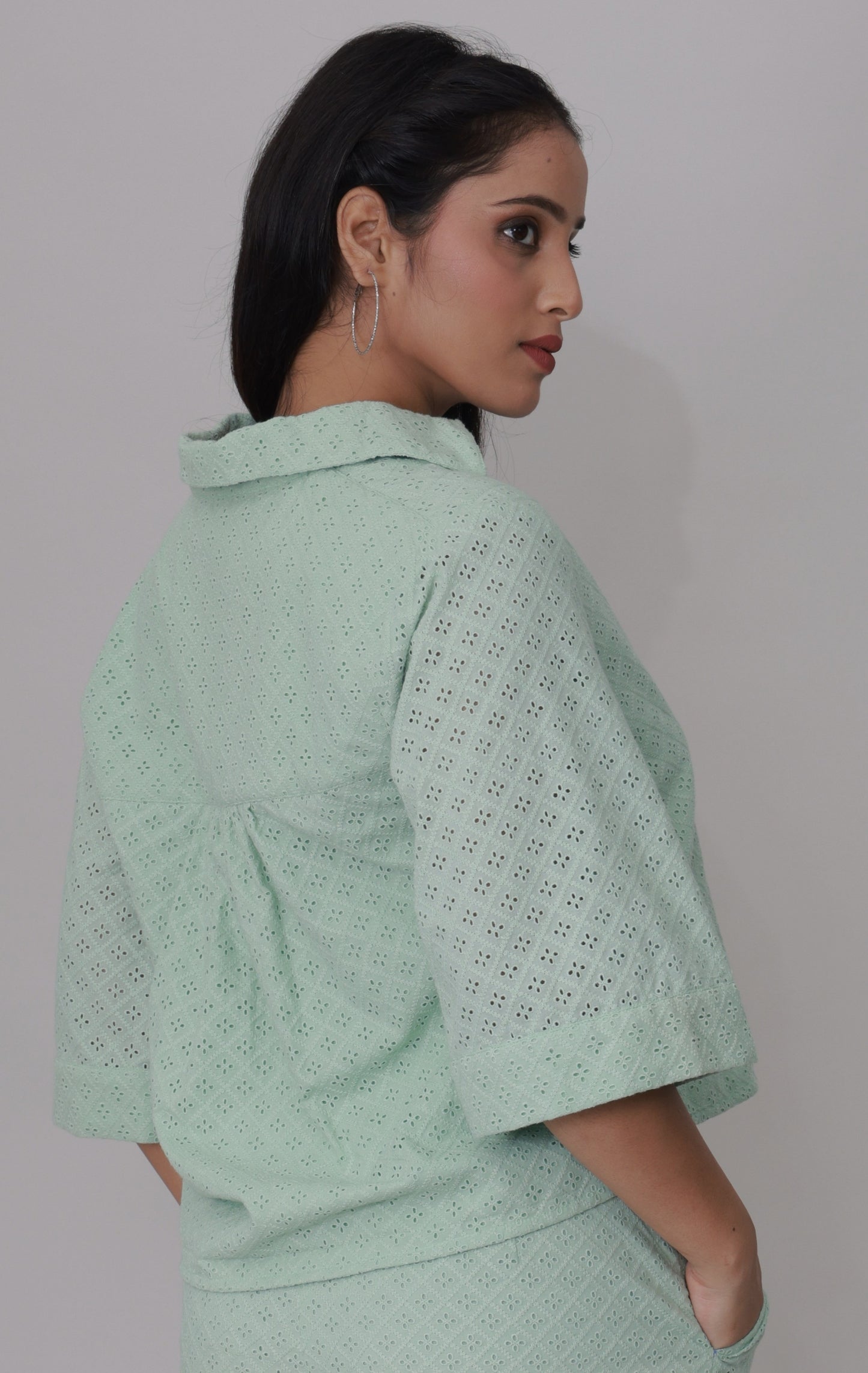 Pastel Mint Eyelet Breezy Schiffli Co-ord Set