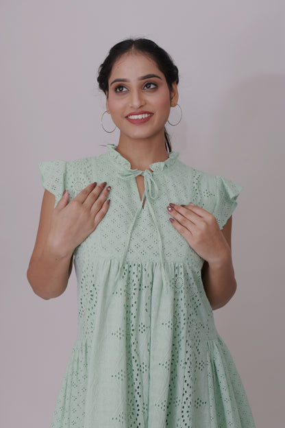 Mint Whispers Schiffli Dress