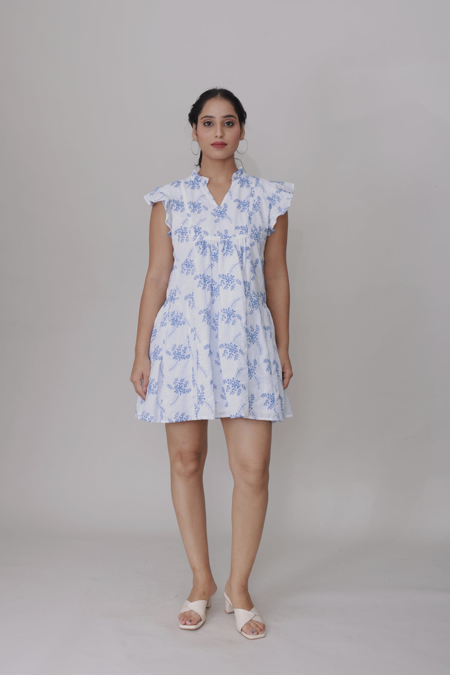 Blue Blossom Ruffle Strap Romper