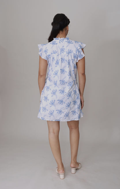 Blue Blossom Ruffle Strap Romper