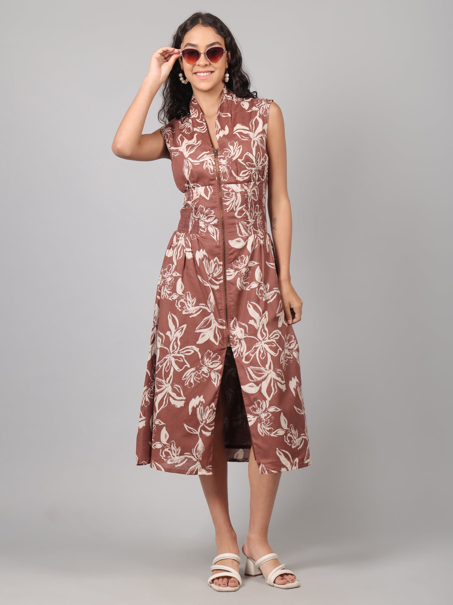 Serena zippered dress - Clay Blossom