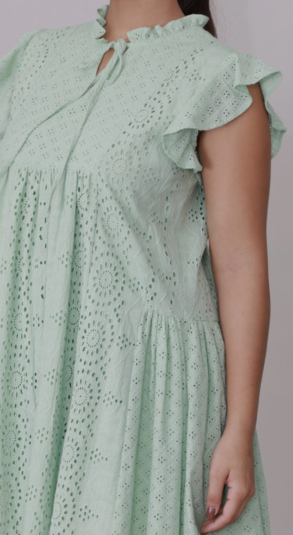 Mint Whispers Schiffli Dress