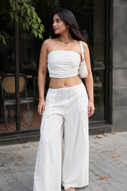 Schiffli Luxe Co-ord Set - White