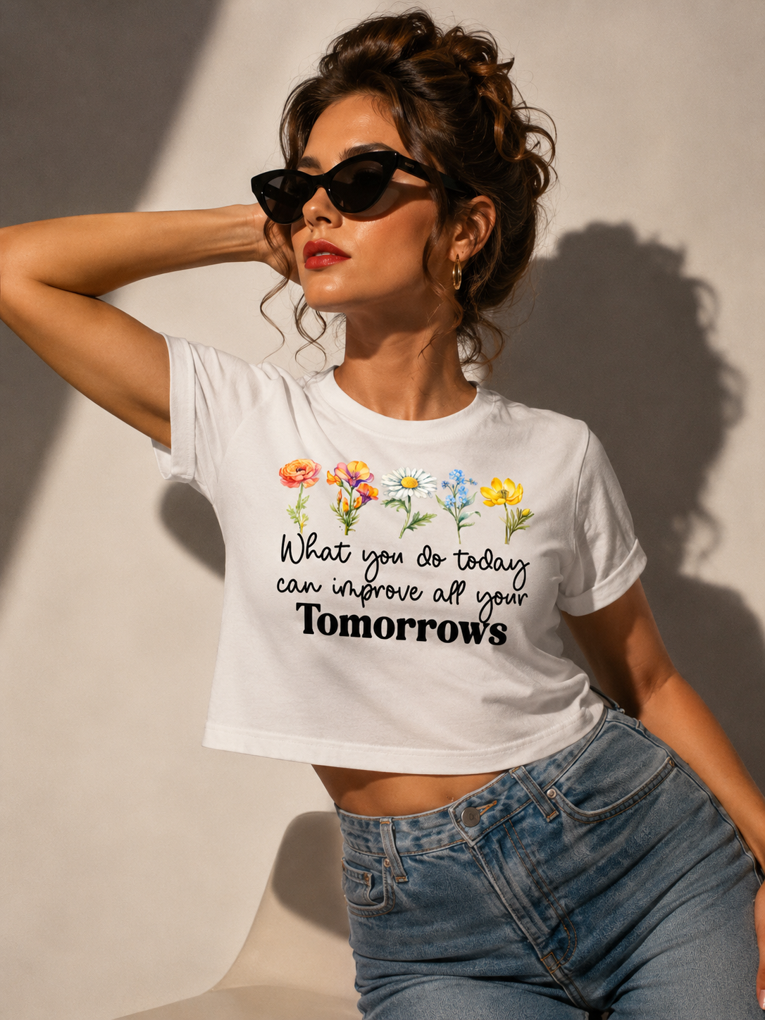 The "Tomorrows" Floral Crop Tee