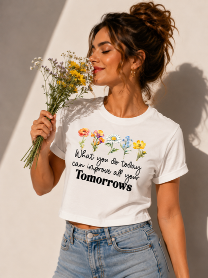 The "Tomorrows" Floral Crop Tee