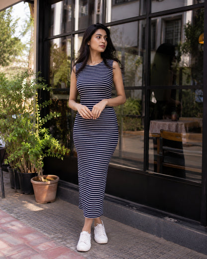 Midnight Stripe Maxi Dress