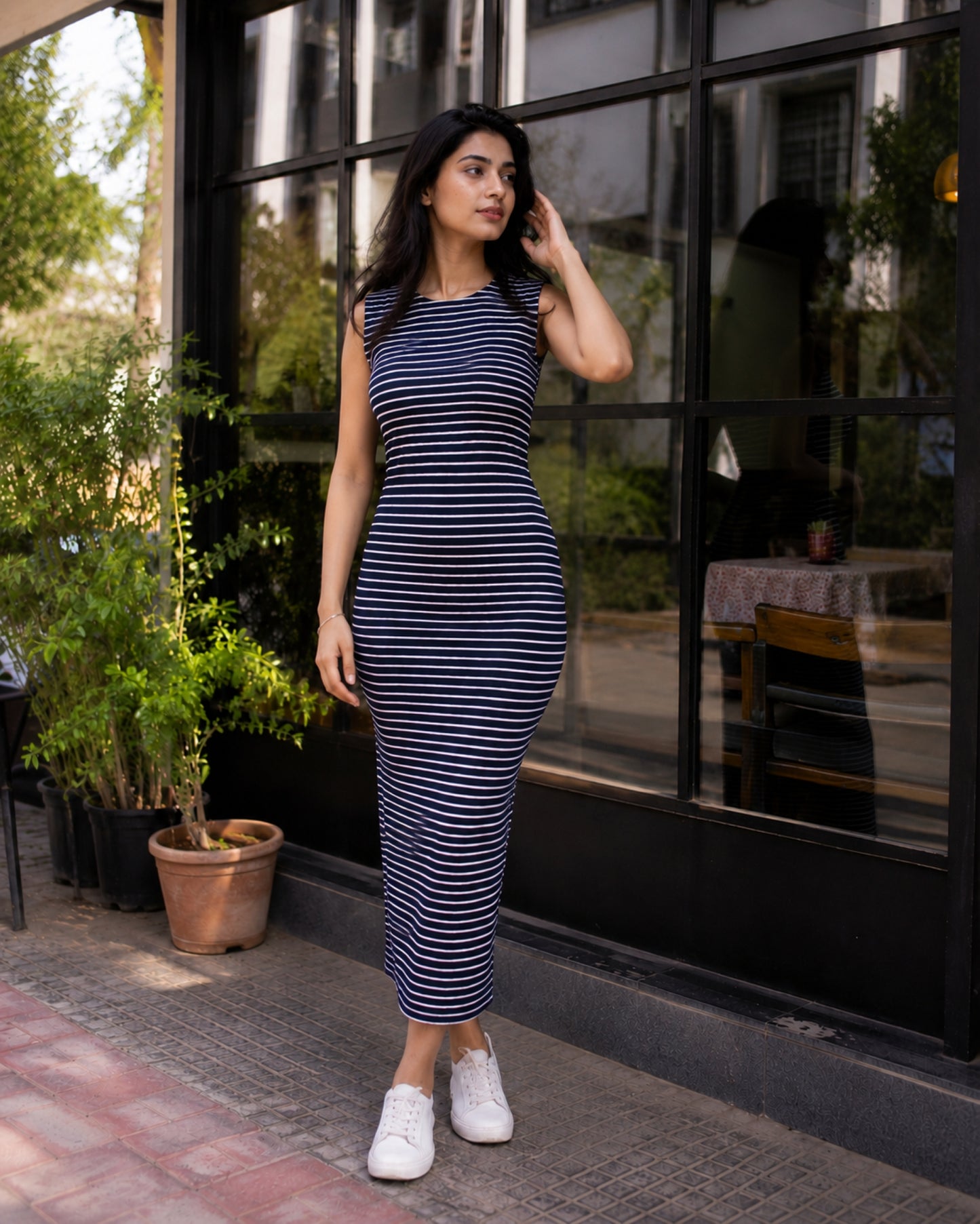 Midnight Stripe Maxi Dress