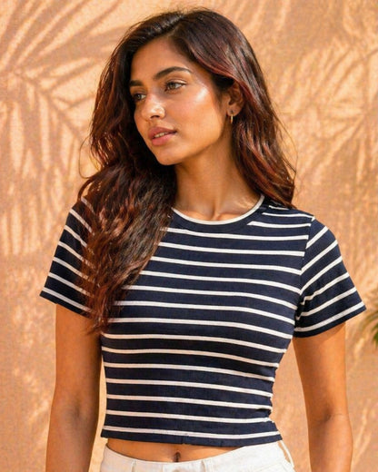Midnight Stripe Rib Tee