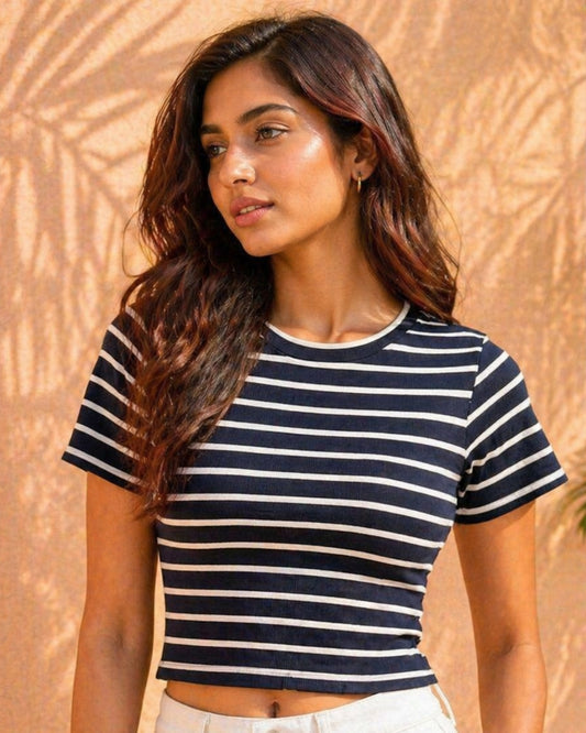 Midnight Stripe Rib Tee