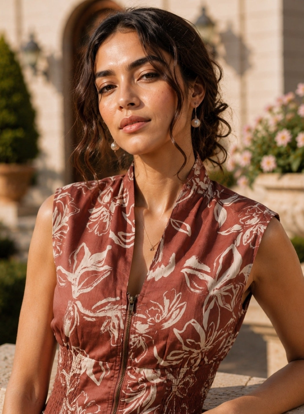 Serena zippered dress - Clay Blossom