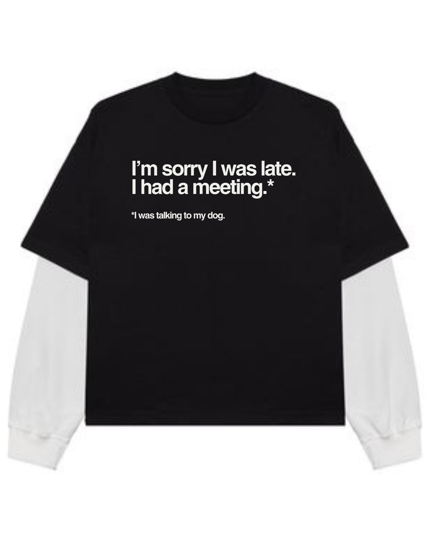 Black With White Sleeve Oversized Tee Front Design