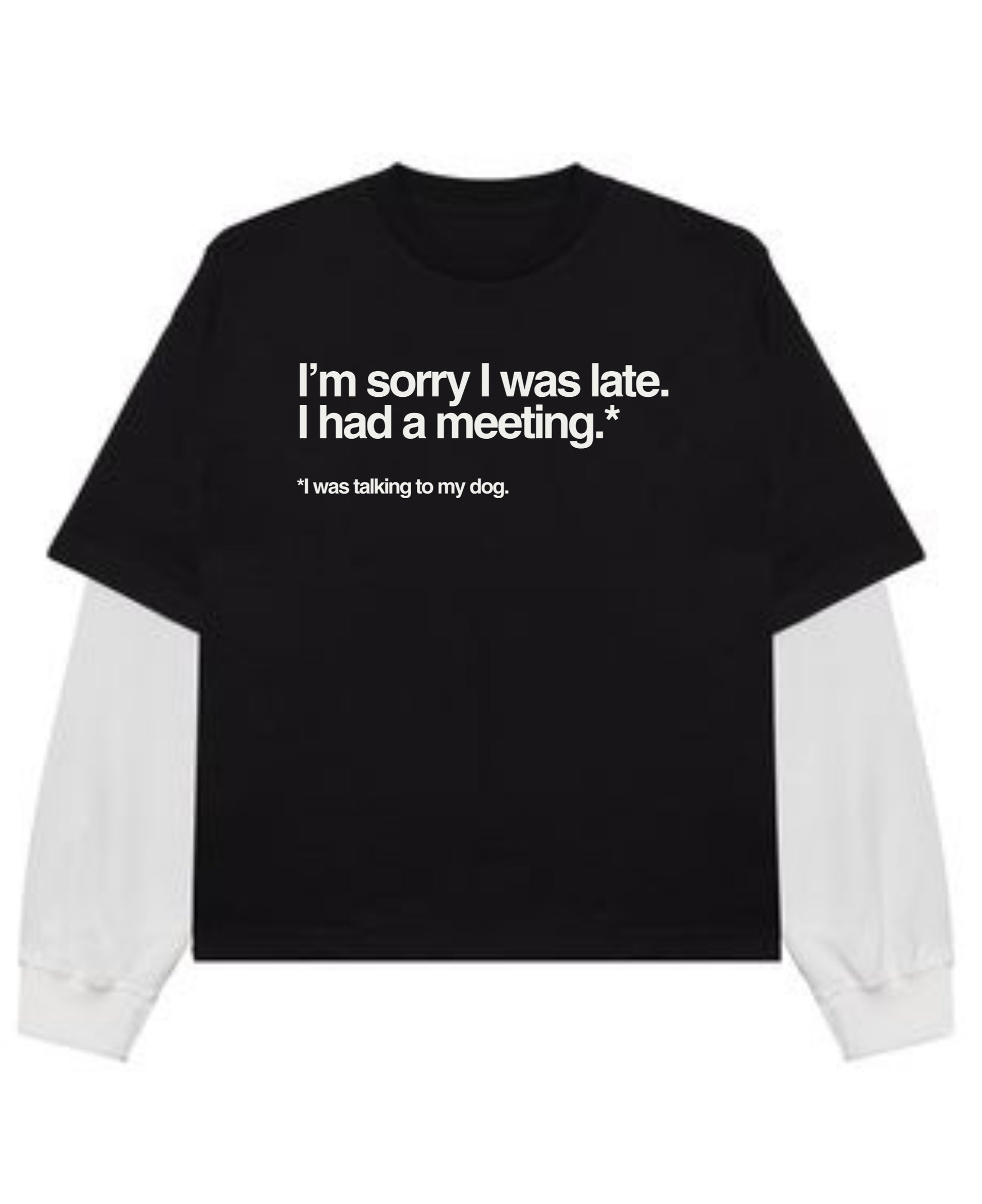 Black With White Sleeve Oversized Tee Front Design